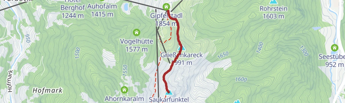 Route map: Regenerieren am Saukarfunktel – mit Bergbahnenaufstieg